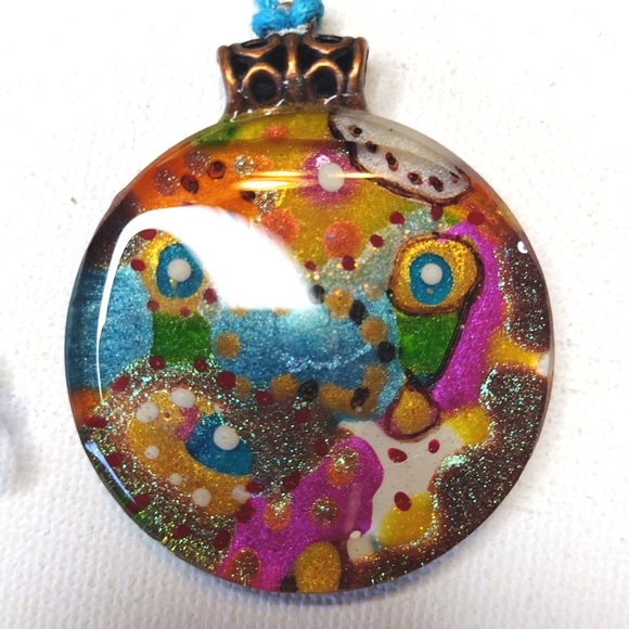 Geometric Multi-color Metallic Artwork OOAK Handmade Necklace - Picture 5 of 5